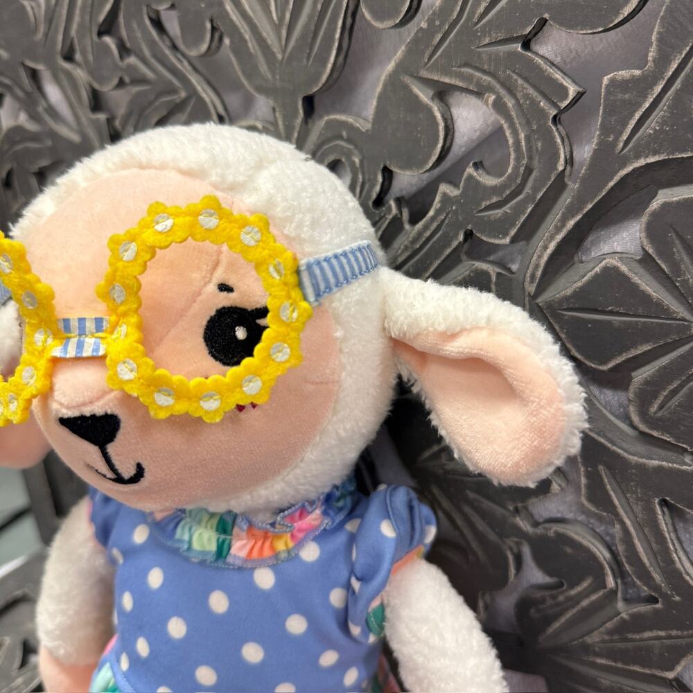 Matilda Jane Lamb Plush Stuffed Animal Doll with Dress Outfit and Yellow Glasses - Picture 4 of 13